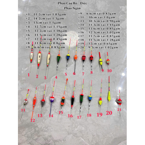 Phao câu cá rô, diếc (có 20 mã)